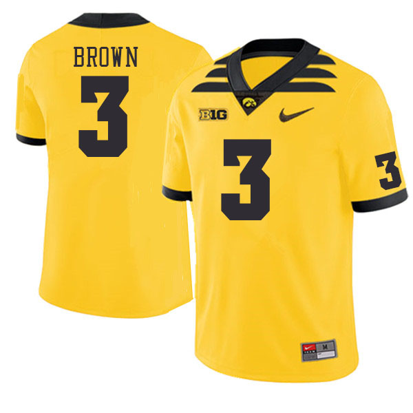 Iowa Hawkeyes #3 Kaleb Brown College Football Jerseys Stitched Sale-Gold